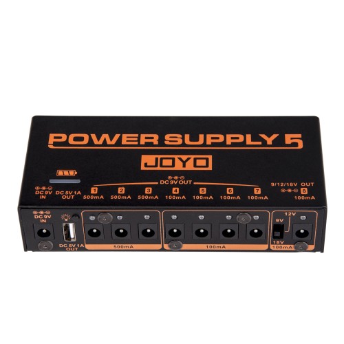 JOYO Jp-05 Guitar Effect Pedal Power Supply 8 Outputs 9V 12V 18V Usb & Rechargeable