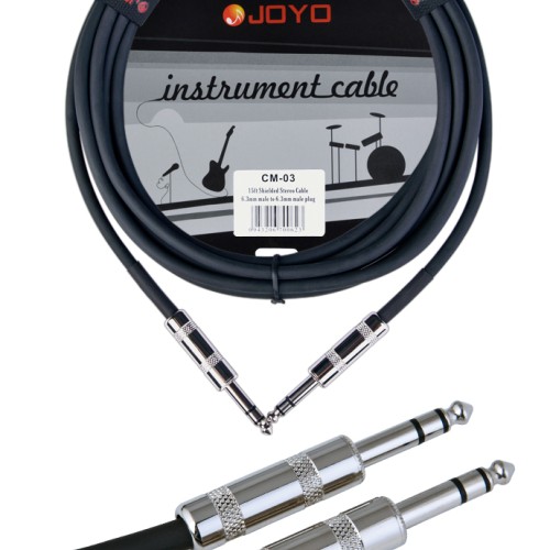 JOYO Cm-03 6.3 Mm Male To 6.3 Mm Male Plug Shielded Stereo Cable, 15Ft Length JOYO Cm-03 6.3 Mm Male To 6.3 Mm Male Plug Shielded Stereo Cable, 15Ft Length