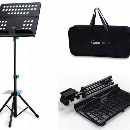Folding Travel Orchestral Music Stand With Carry Bag - Guitto Gss-01 Folding Travel Orchestral Music Stand With Carry Bag - Guitto Gss-01