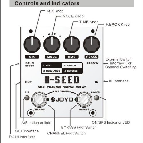 JOYO D Seed Dual Channel Digital Delay Guitar Effect Pedal JOYO D Seed Dual Channel Digital Delay Guitar Effect Pedal
