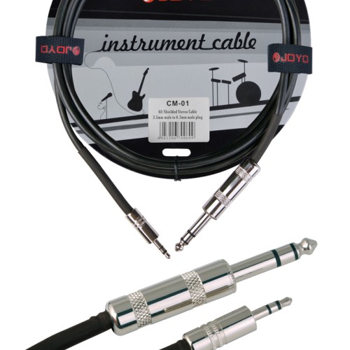 JOYO Cm-01 3.5 Mm Male To 6.3 Mm Male Plug Shielded Stereo Cable, 6 Length JOYO Cm-01 3.5 Mm Male To 6.3 Mm Male Plug Shielded Stereo Cable, 6 Length