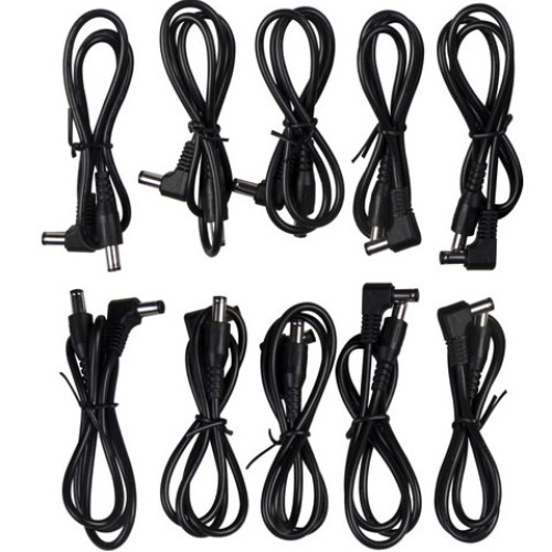 10 X 40Cm Guitar Effect Pedal Power Cables 5.5Mm X 2.1Mm Jack Angled To Straight  - 10 X 40Cm Power Cables Order Power Supplies Direct 