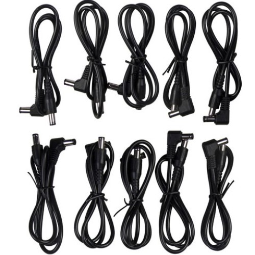 10 X 60Cm Guitar Effect Pedal Power Cables 5.5Mm X 2.1Mm Jack Angled To Straight  - 10 X 60Cm Power Cables Order Power Supplies Direct 