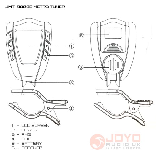 JOYO Jmt-9009B Backlit Metro-Tuner For Guitar, Bass, Violin And Ukulele  - Jmt-9009B Digital Metronome Order JOYO Accessories Direct 