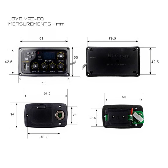 JOYO Eq - Mp3 Lcd Digital 3 Band Eq Usb Pickup Preamp With Tuner  - Eq-Mp3 Preamp Pickup Eq Order EQ & Preamp Pickup Kits Direct 