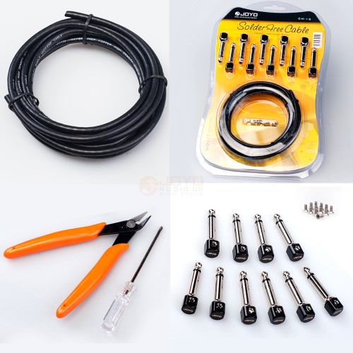 JOYO Cm-15 Solder Free Patch Cable Kit With Tools 10 X 6.35Mm Copper Ts (Mono) Connectors