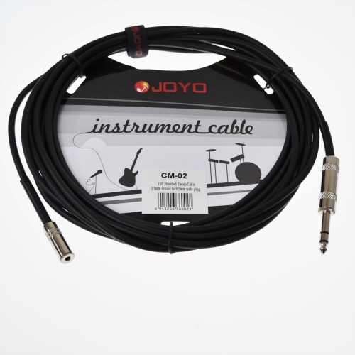 JOYO Cm-02 3.5 Mm Female To 6.3 Mm Male Plug Shielded Stereo Cable, 15 Ft Length