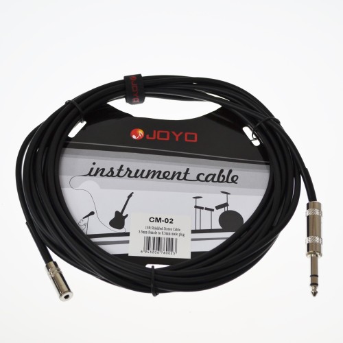 JOYO Cm-02 3.5 Mm Female To 6.3 Mm Male Plug Shielded Stereo Cable, 15 Ft Length