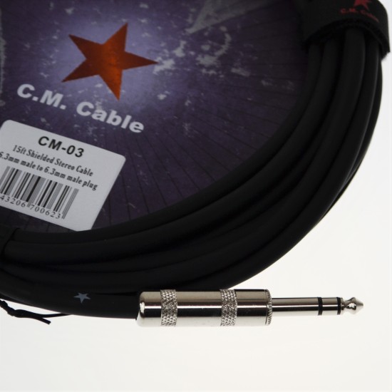 JOYO Cm-03 6.3 Mm Male To 6.3 Mm Male Plug Shielded Stereo Cable, 15Ft Length  - Cm-03 Cable Order Guitar Effect Accessories by JOYO - Power, Cables and more. Direct 