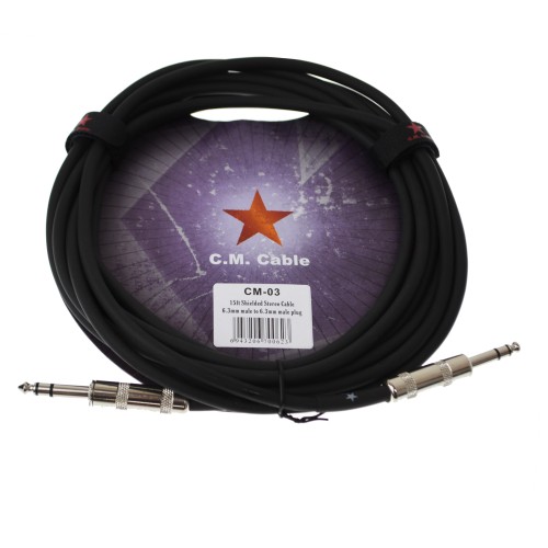 JOYO Cm-03 6.3 Mm Male To 6.3 Mm Male Plug Shielded Stereo Cable, 15Ft Length