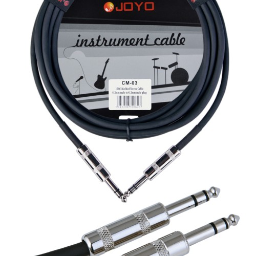 JOYO Cm-03 6.3 Mm Male To 6.3 Mm Male Plug Shielded Stereo Cable, 15Ft Length