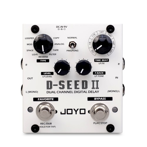 JOYO D seed II 2 Stereo Delay Guitar Effect Pedal - 8 Modes Tap Tempo Memory  - D Seed 2 Ii Delay Looper Order Series 4 - Revolution Direct 