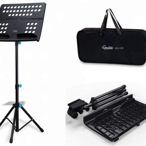 Folding Travel Orchestral Music Stand With Carry Bag - Guitto Gss-01  - Gss-01 Guitto Music Stand Order Guitar and Music Stands Direct 