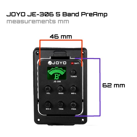 JOYO Je-306 Acoustic Guitar Pickup 5 Band Preamp Eq - JOYO UK JOYO Je-306 Acoustic Guitar Pickup 5 Band Preamp Eq - Je-306 Preamp Pickup Eq Order EQ & Preamp Pickup Kits Direct