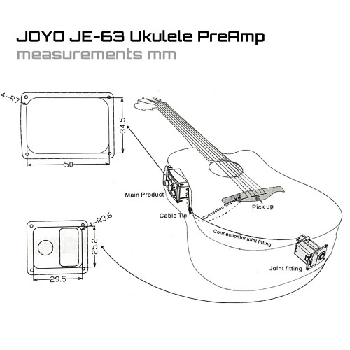 JOYO Je-63 Ukulele Preamp Pickup Tuner And 3 Band Eq