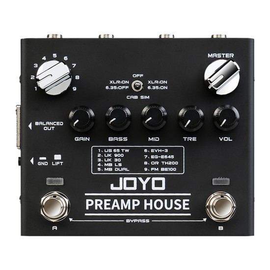 JOYO Pre amp House 18 Guitar Amplifier Simulators In 1 R-15 - JOYO UK JOYO Pre amp House 18 Guitar Amplifier Simulators In 1 R-15 - R-15 Joyo Preamp House Guitar Amplifier Simulator Effect Pedal Order Series 4 - Revolution Direct