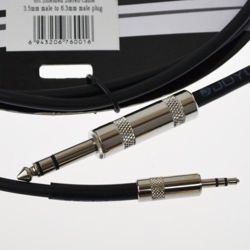 JOYO Cm-01 3.5 Mm Male To 6.3 Mm Male Plug Shielded Stereo Cable, 6  Length