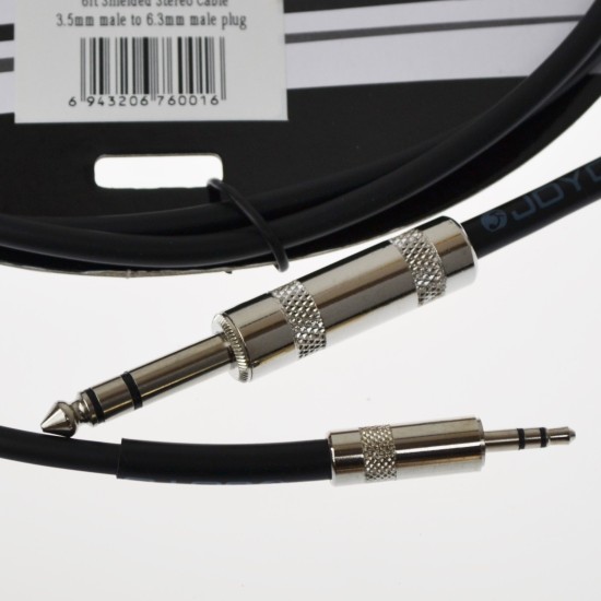 JOYO Cm-01 3.5 Mm Male To 6.3 Mm Male Plug Shielded Stereo Cable, 6  Length  - Cm-01 Cable Order Guitar Effect Accessories by JOYO - Power, Cables and more. Direct 