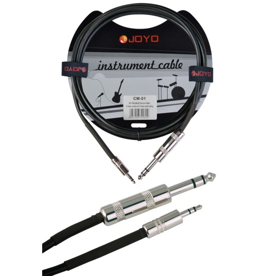 JOYO Cm-01 3.5 Mm Male To 6.3 Mm Male Plug Shielded Stereo Cable, 6  Length  - Cm-01 Cable Order Guitar Effect Accessories by JOYO - Power, Cables and more. Direct 